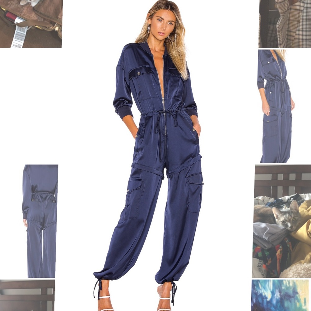 Kendall + Kylie Convertible Cargo Jumpsuit in Navy